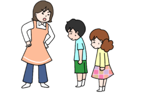 親に怒られる子供達